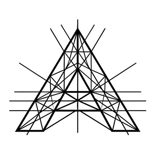 Atractos logo: a geometric lattice pylon with a gold apex